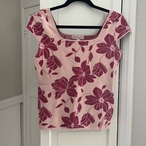 Philosophy Pink Floral Short Sleeve Knit Top